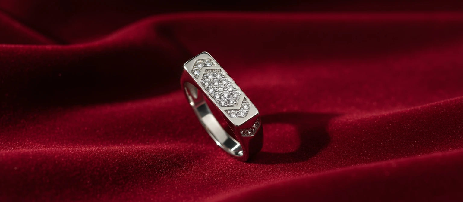 The Apex Signet Ring - Handcrafted 925 Sterling Silver with Pavé Crystals