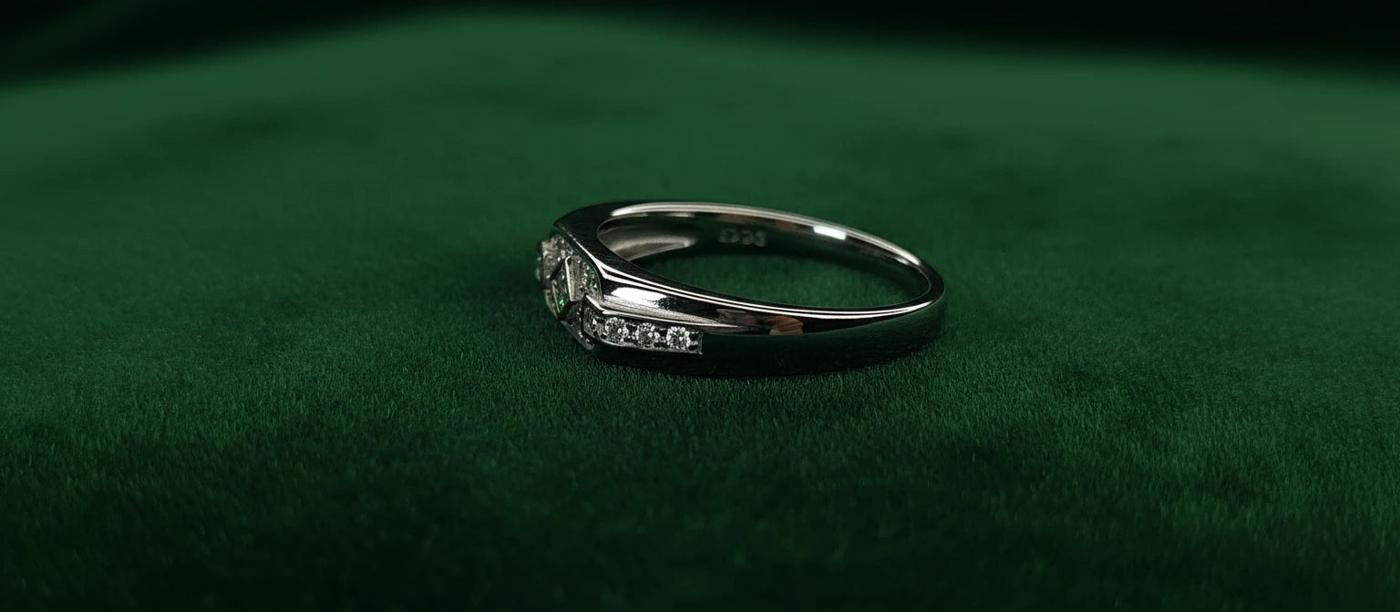 The Sovereign Band - Handcrafted 925 Silver with Geometric Pavé