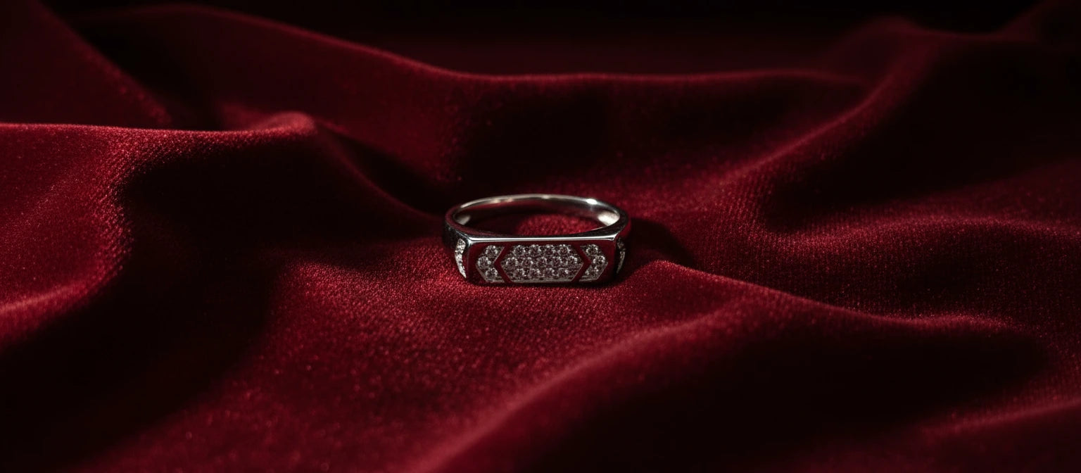 The Apex Signet Ring - Handcrafted 925 Sterling Silver with Pavé Crystals