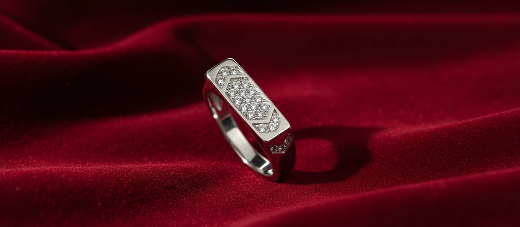 The Apex Signet Ring - Handcrafted 925 Sterling Silver with Pavé Crystals