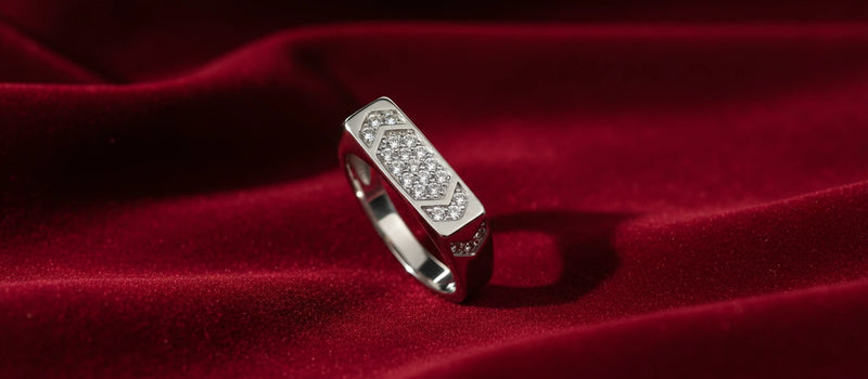 The Apex Signet Ring - Handcrafted 925 Sterling Silver with Pavé Crystals