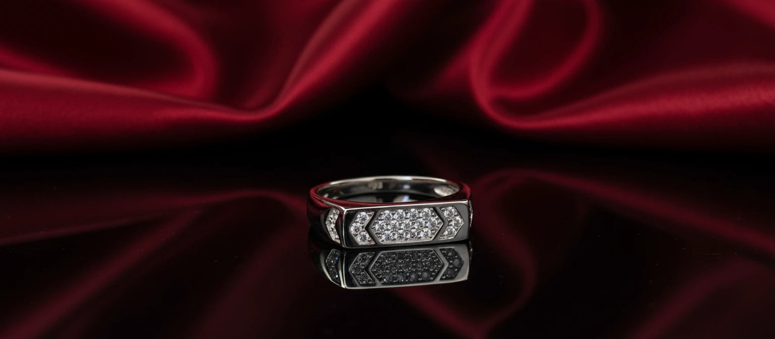 The Apex Signet Ring - Handcrafted 925 Sterling Silver with Pavé Crystals
