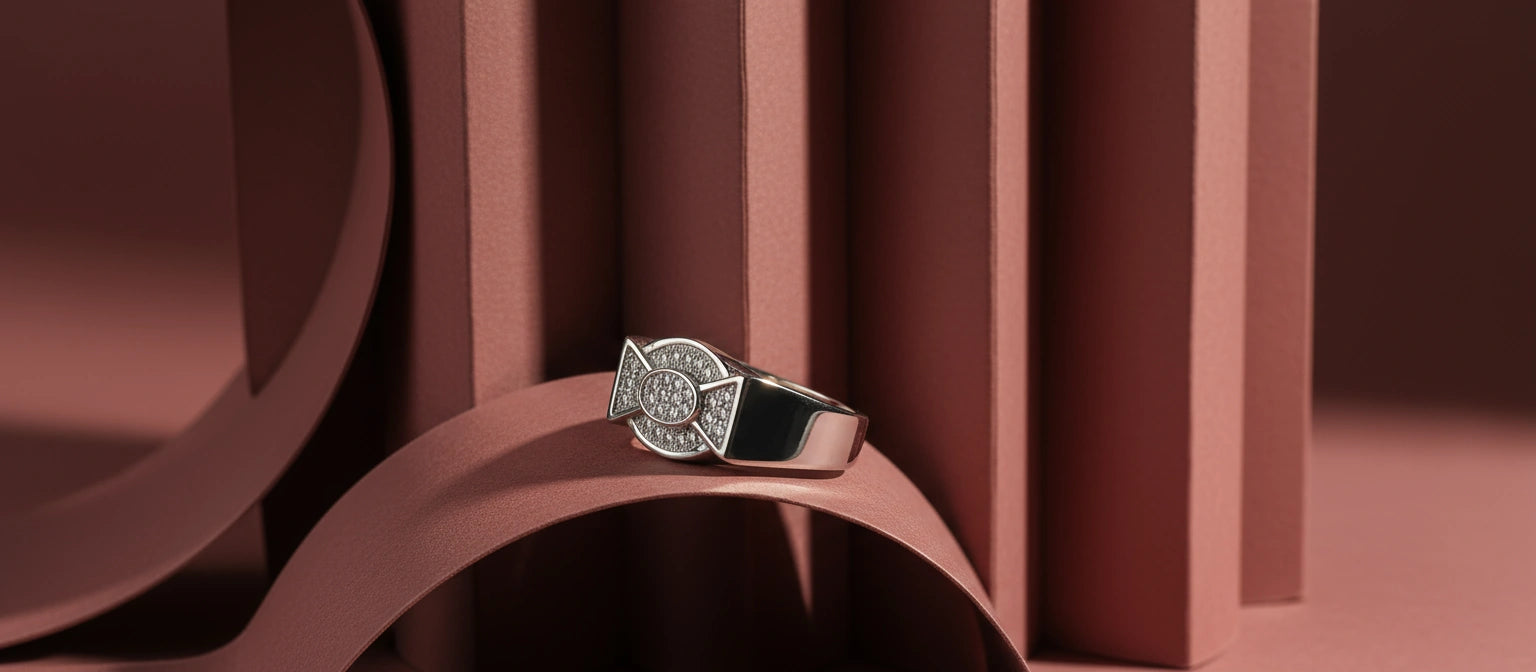 The Ambassador Pavé Ring - Handcrafted 925 Sterling Silver