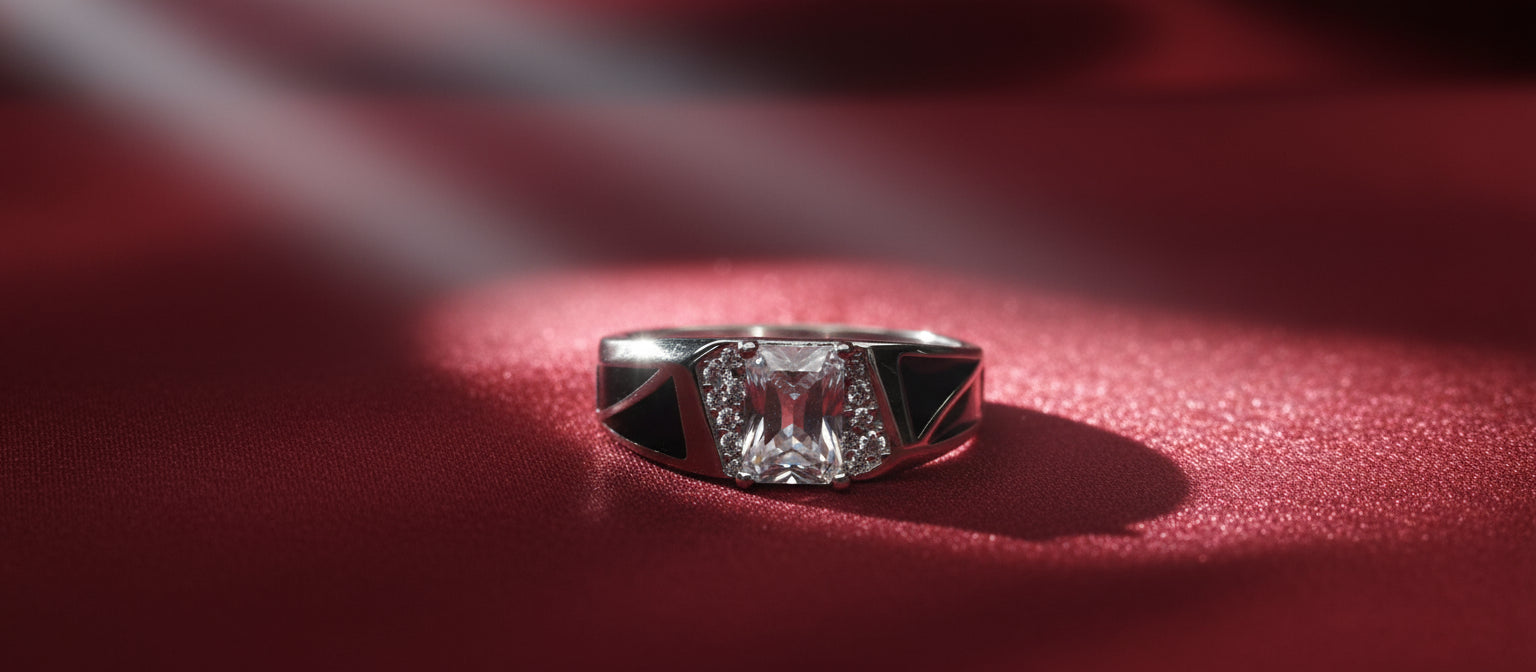 The Apex Solitaire Ring - 925 Silver with Geometric Enamel