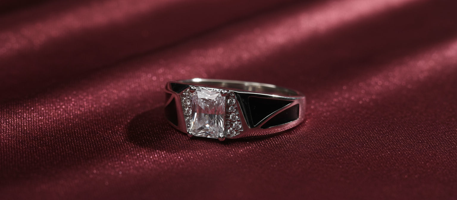 The Apex Solitaire Ring - 925 Silver with Geometric Enamel