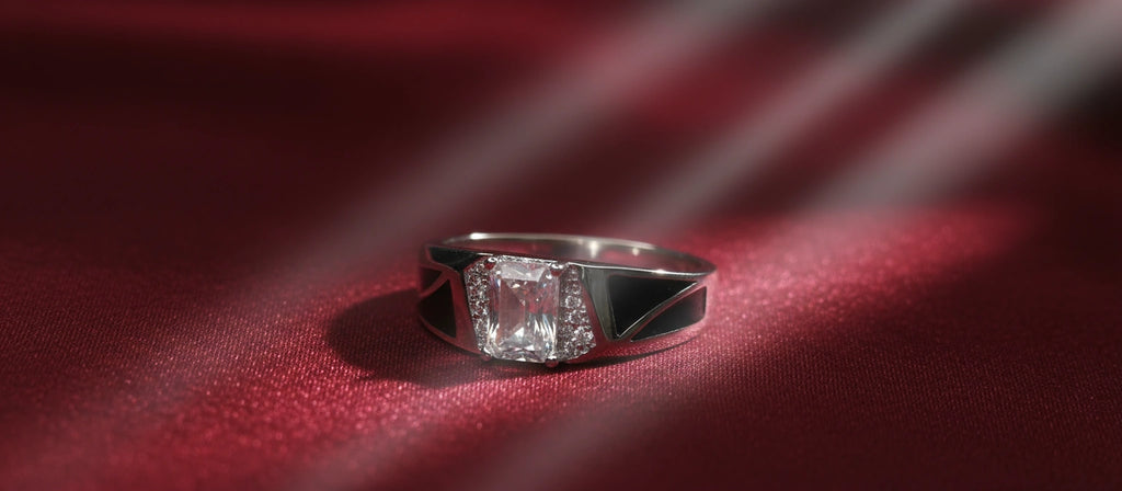 The Apex Solitaire Ring - 925 Silver with Geometric Enamel