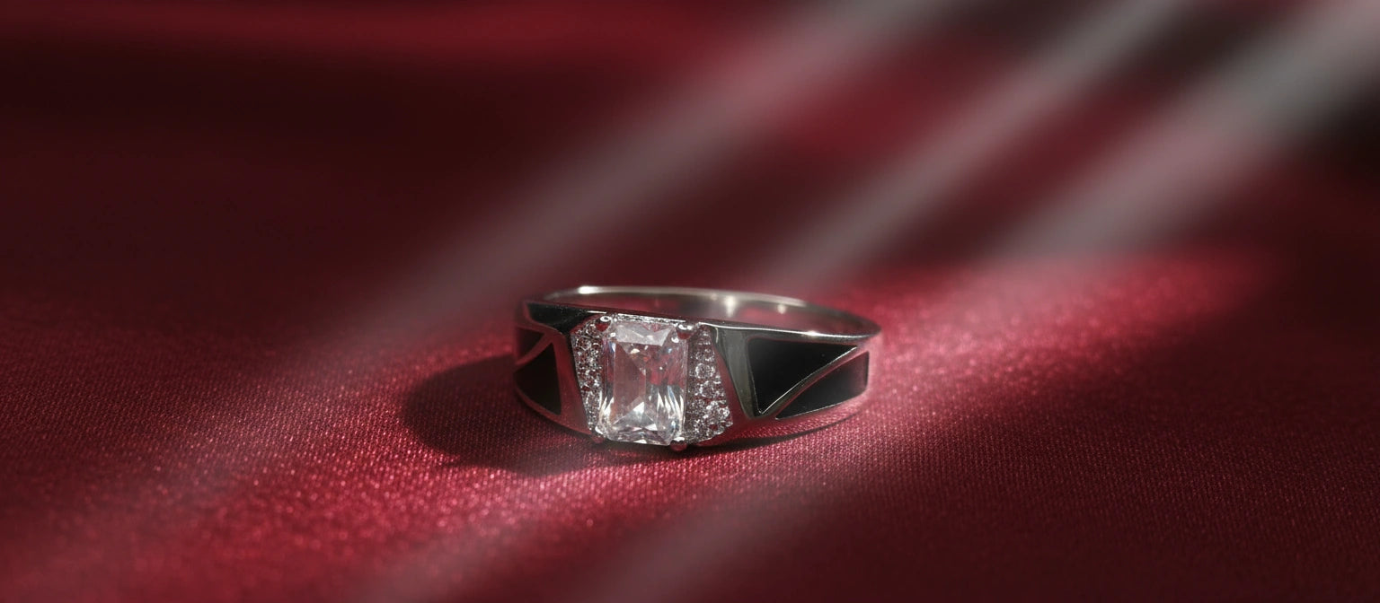 The Apex Solitaire Ring - 925 Silver with Geometric Enamel