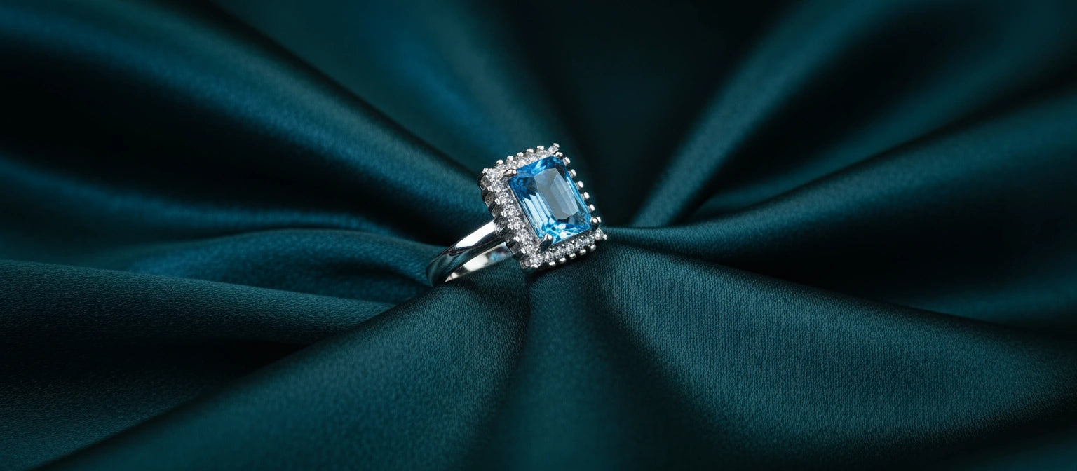 The Azure Halo Cocktail Ring in 925 Sterling Silver