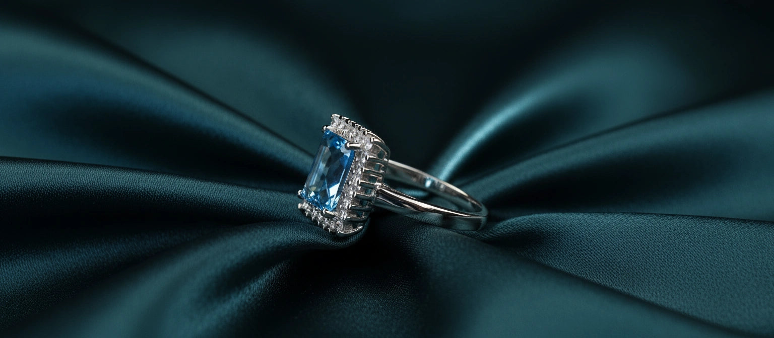 The Azure Halo Cocktail Ring in 925 Sterling Silver