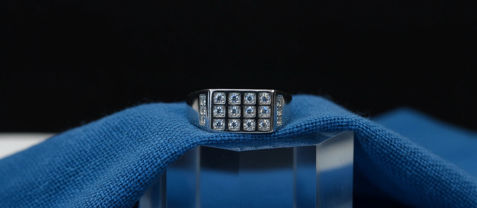 The Citadel Grid Ring - Handcrafted 925 Sterling Silver