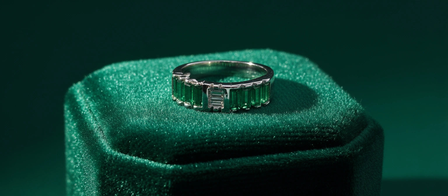 The Emerald City Baguette Eternity Band in 925 Sterling Silver