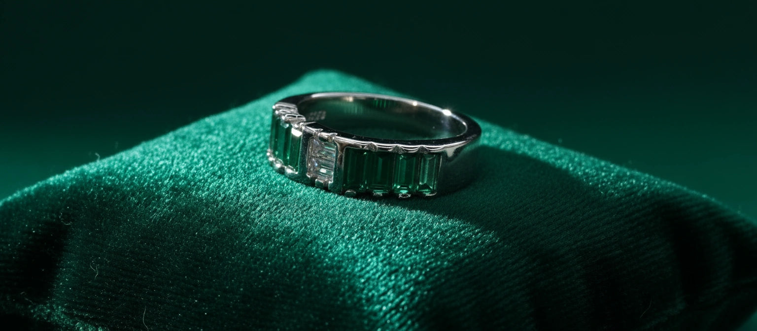 The Emerald City Baguette Eternity Band in 925 Sterling Silver