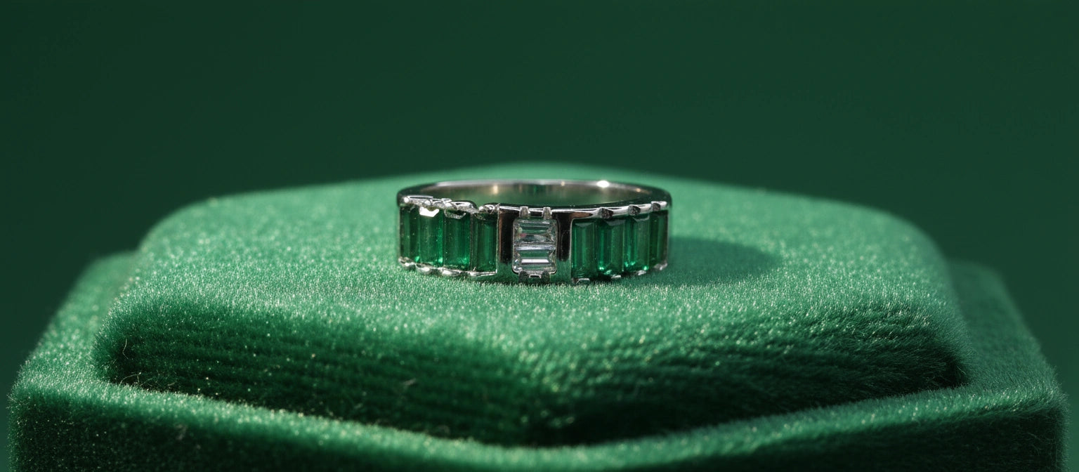 The Emerald City Baguette Eternity Band in 925 Sterling Silver