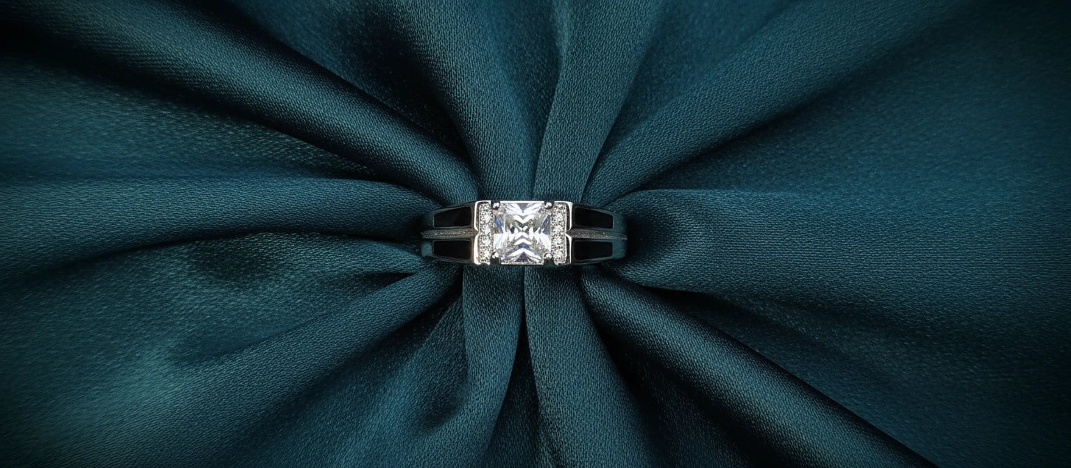 The Executive Radiant-Cut Ring with Black Enamel