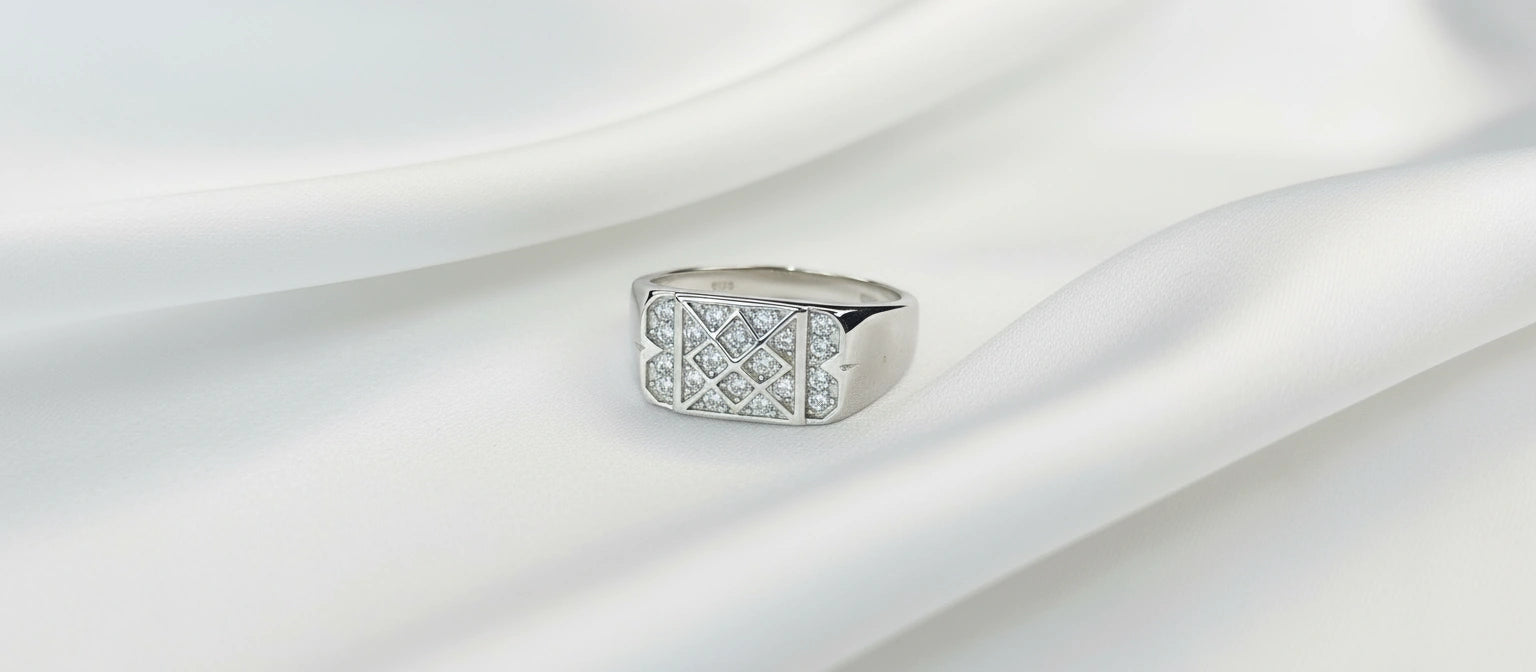 The Matrix Pavé Ring - Handcrafted 925 Sterling Silver