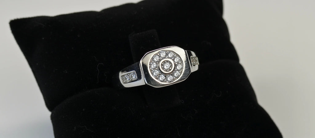The Orion Cluster Ring - 925 Silver with Round Halo Pavé