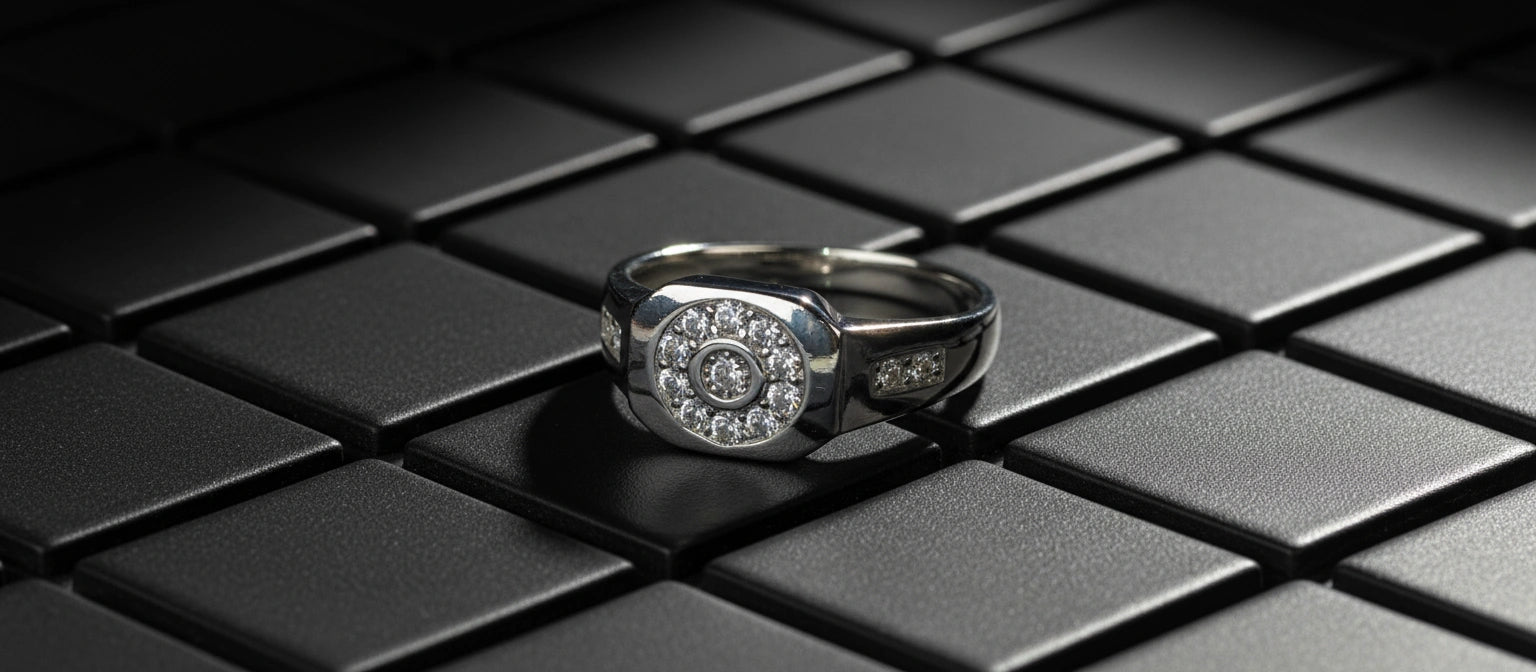The Orion Cluster Ring - 925 Silver with Round Halo Pavé