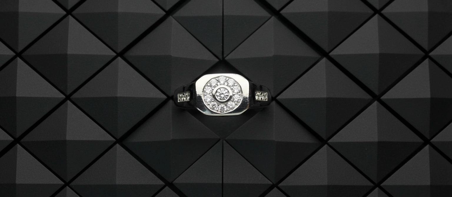 The Orion Cluster Ring - 925 Silver with Round Halo Pavé