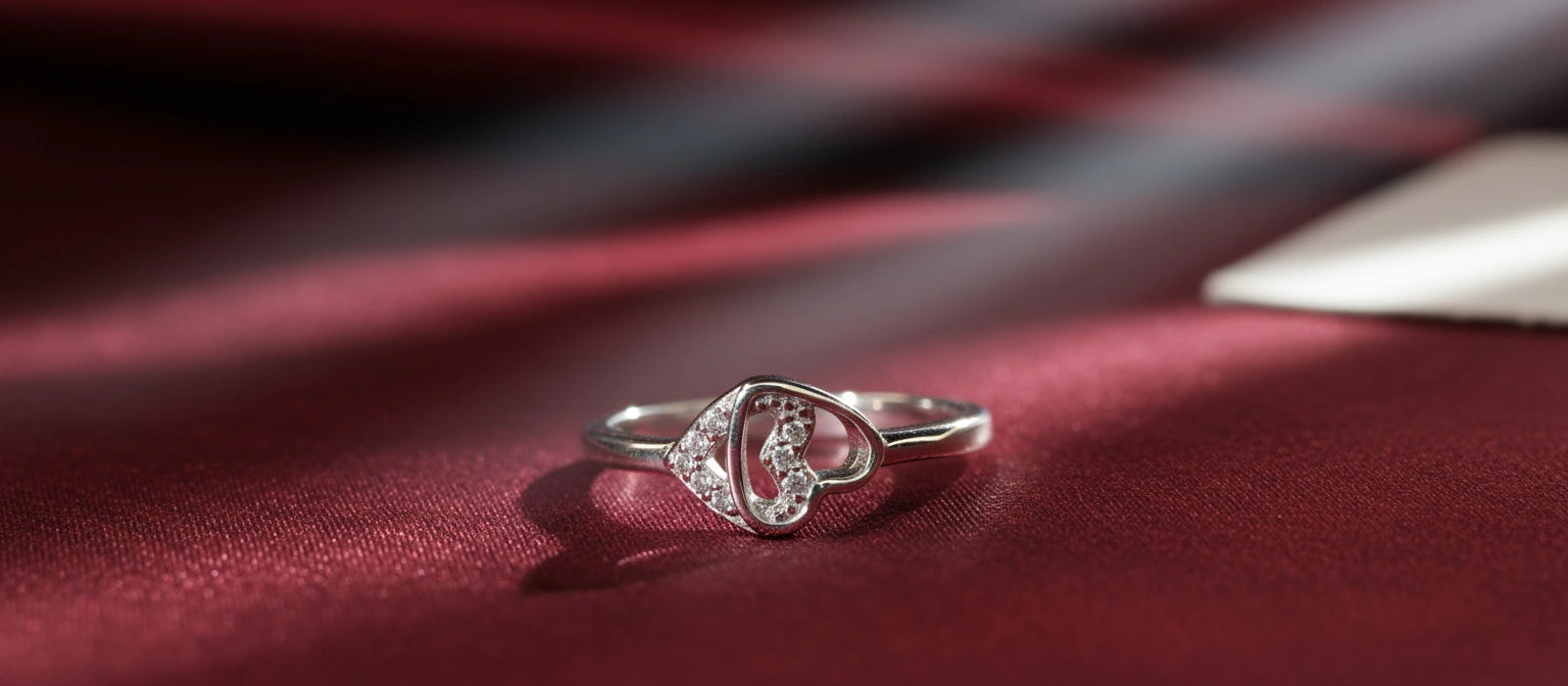 The Sweetheart Curve Ring - 925 Silver Open Heart Design