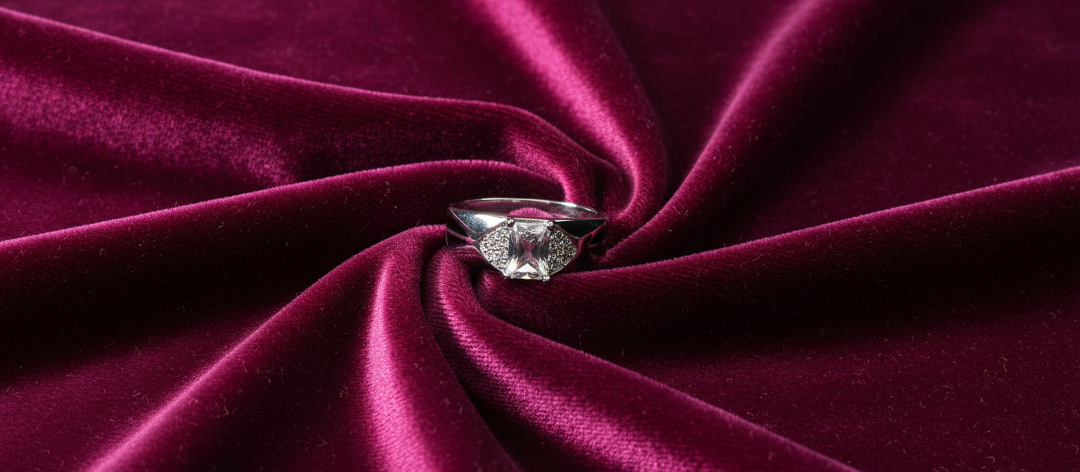 The Viceroy Solitaire Ring - 925 Silver with Leaf Enamel Detail